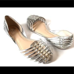 Vince Camuto Silver Leather Closed Toe Flats